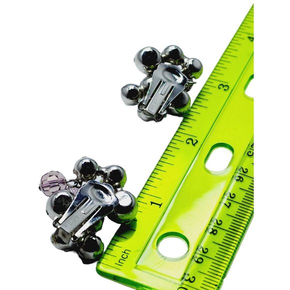 Vintage Signed Weiss Lilac AB Rhinestone Crystal Earrings (A836) - Picture 4 of 5